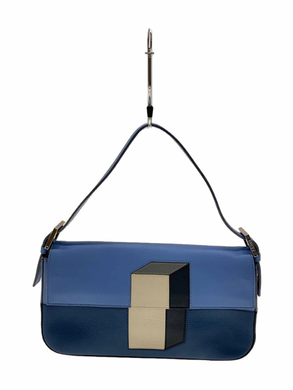 Fendi Baguette Handbag Leather Blue inside